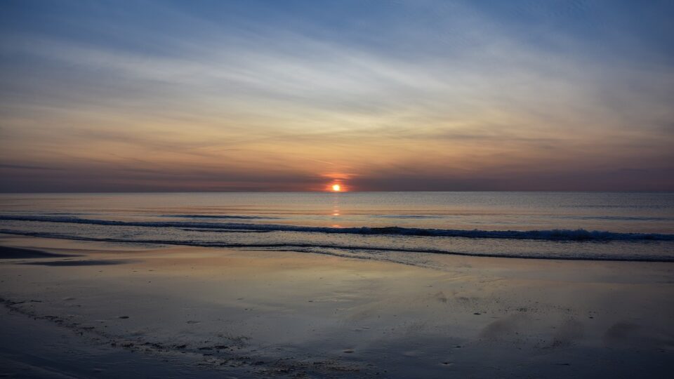 sunset, north sea, beach